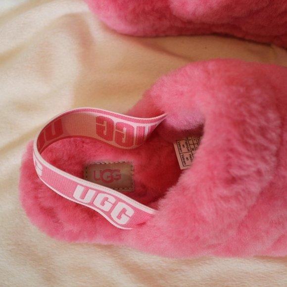NIB UGG WOMEN'S FUZZ YEAH SLIDE SANDAL SLIPPERS PINK - Picture 7 of 7